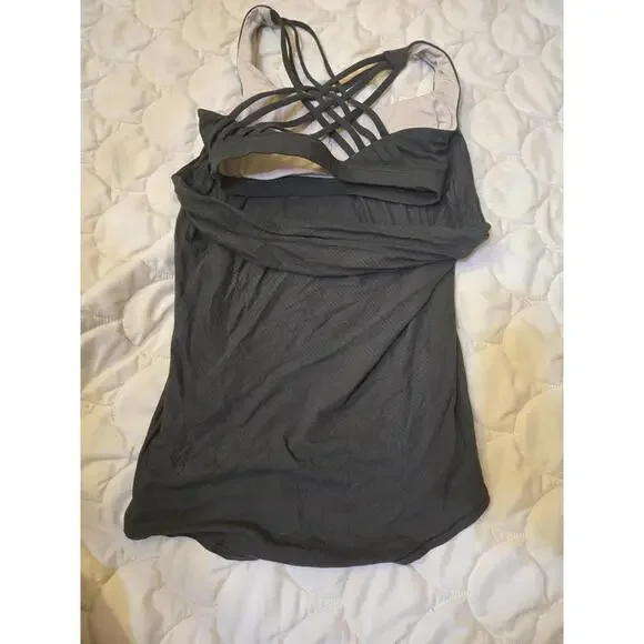 Lululemon Women's dark gray Strappy Back Tank Top with Built-in Bra - Picture 2 of 4